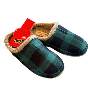Deer Stags Women's or Men's Green Black Plaid Nordic Slippers Women's 9 Men's 7